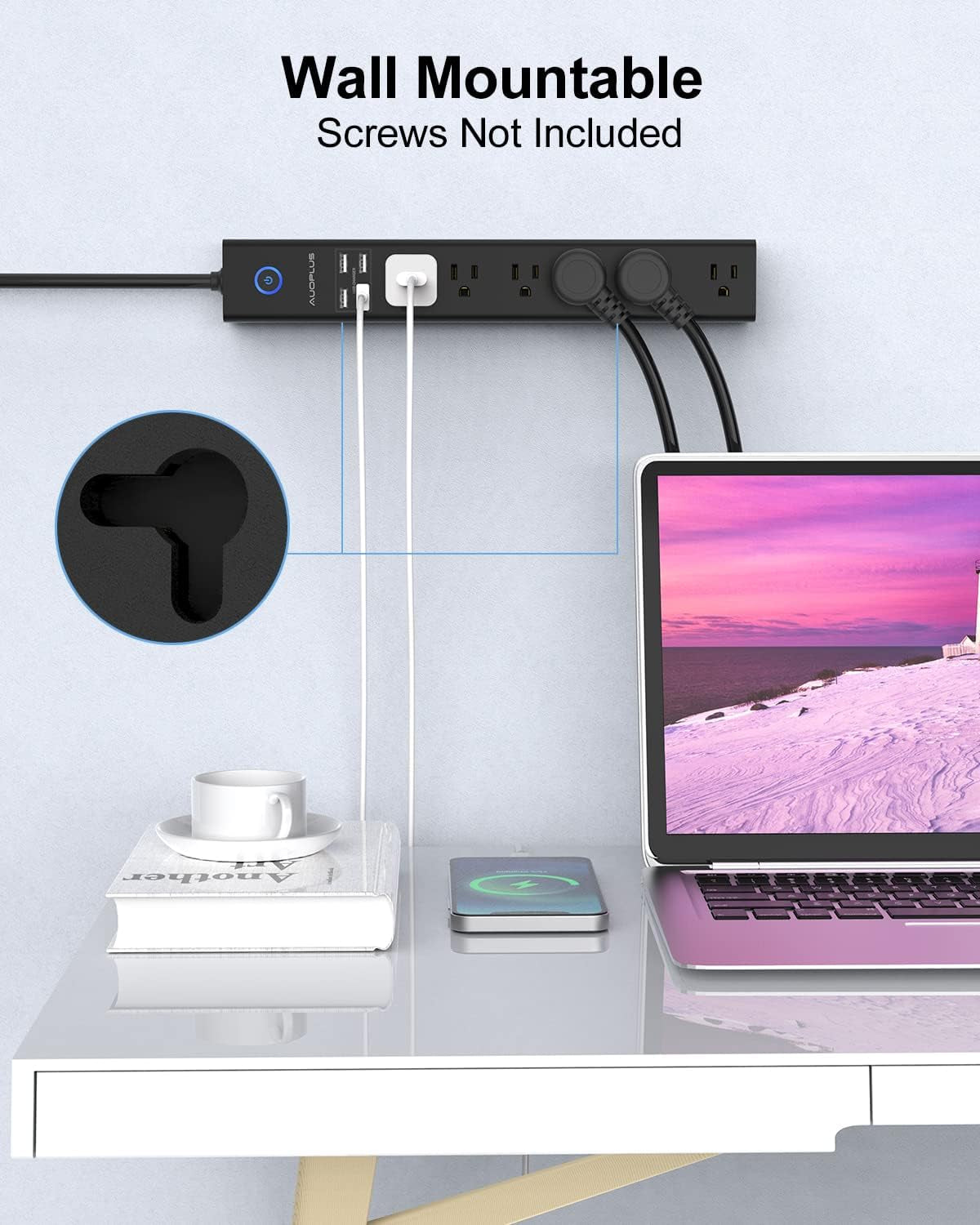 Regleta de enchufes con protección contra sobretensiones y USB