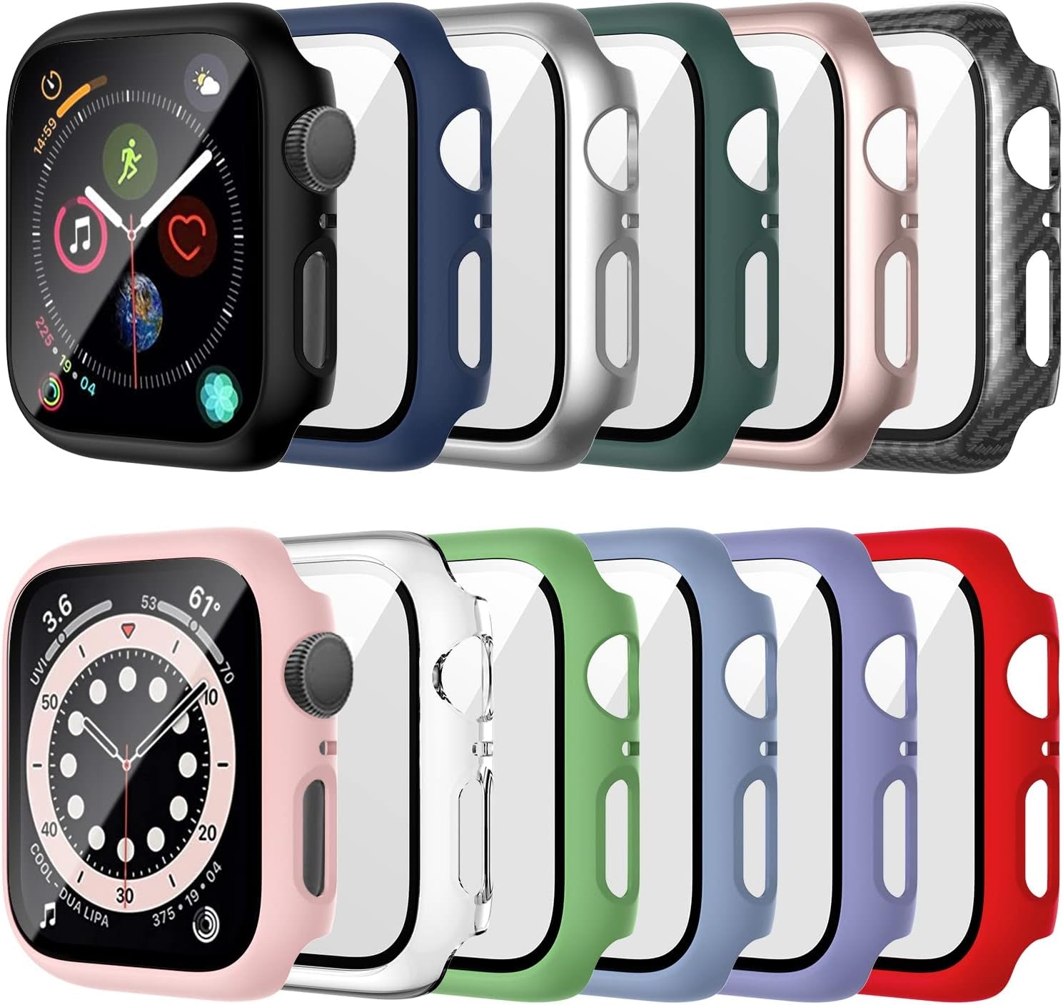 Paquete de 12 fundas con protector de pantalla de vidrio templado