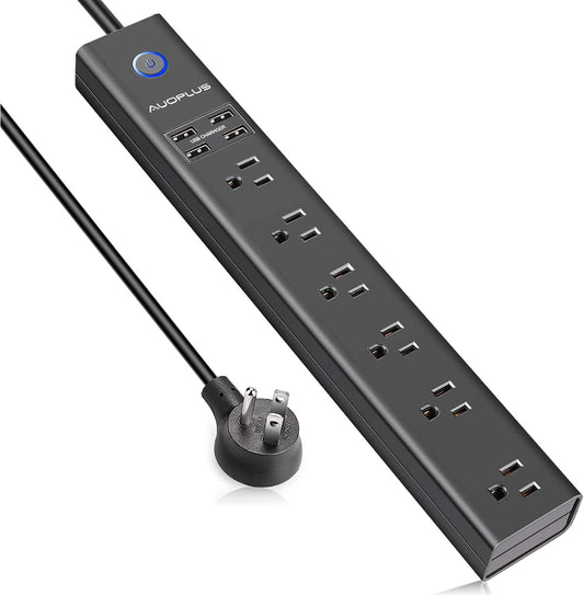 Regleta de enchufes con protección contra sobretensiones y USB